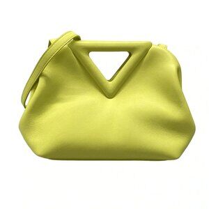 Auth BOTTEGA VENETA The Triangle - Yellow Leather Shoulder Bag